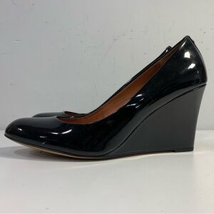 Coach Rileigh Black Patent Leather Wedge Slip On Heels Shoes Size 9.5